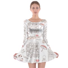 I Love London Drawing Long Sleeve Skater Dress by Jancukart