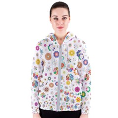 Flower Floral Pattern Women s Zipper Hoodie by Jancukart