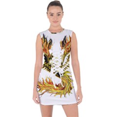 Phoenix-bird-fire-bright-red-swing Lace Up Front Bodycon Dress by Jancukart