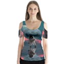 Astronaut-moon-space-nasa-planet Butterfly Sleeve Cutout Tee  View1