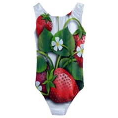 Strawberries-fruits-fruit-red Kids  Cut-out Back One Piece Swimsuit by Jancukart