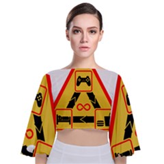 Gamer-geek-video-game-sign-fan Tie Back Butterfly Sleeve Chiffon Top by Jancukart