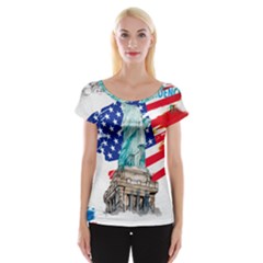 Statue Of Liberty Independence Day Poster Art Cap Sleeve Top by Jancukart