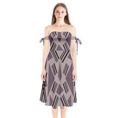 Abstract Pattern Geometric Backgrounds   Shoulder Tie Bardot Midi Dress by Eskimos