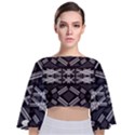 Abstract pattern geometric backgrounds  Tie Back Butterfly Sleeve Chiffon Top View1