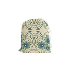 Folk Flowers Print Floral Pattern Ethnic Art Drawstring Pouch (small) by Eskimos