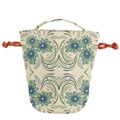 Folk Flowers Print Floral Pattern Ethnic Art Drawstring Bucket Bag by Eskimos