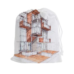 Rag-flats-onion-flats-llc-architecture-drawing Graffiti-architecture Drawstring Pouch (2xl) by Jancukart