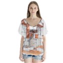 Rag-flats-onion-flats-llc-architecture-drawing Graffiti-architecture V-Neck Flutter Sleeve Top View1