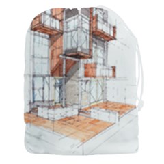 Rag-flats-onion-flats-llc-architecture-drawing Graffiti-architecture Drawstring Pouch (3xl) by Jancukart