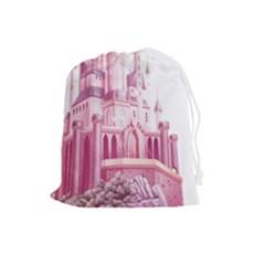 Pink Castle Drawstring Pouch (large) by Jancukart