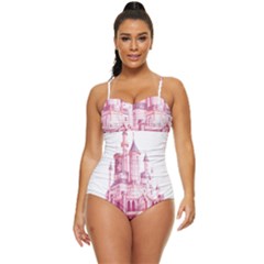Pink Castle Retro Full Coverage Swimsuit by Jancukart