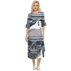 Skull-underwater-diving-skeleton-diving-head Double Cuff Midi Dress by Jancukart