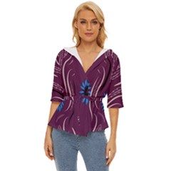 Folk Flowers Print Floral Pattern Ethnic Art Lightweight Drawstring Hooded Top by Eskimos