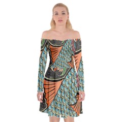 Mosaic Off Shoulder Skater Dress by artworkshop