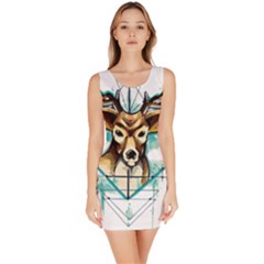 Deer-unicorn-tattoo-drawing-vector-watercolor Bodycon Dress by Jancukart
