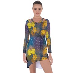 Raindrops Water Asymmetric Cut-out Shift Dress by artworkshop
