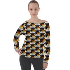 Hackers Town Void Mantis Hexagon Bear Pride Flag Off Shoulder Long Sleeve Velour Top by WetdryvacsLair