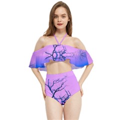 Nature-inspiration-trees-blue Halter Flowy Bikini Set  by Jancukart