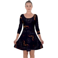 Abstract-animated-ornament-background-fractal-art- Quarter Sleeve Skater Dress by Jancukart