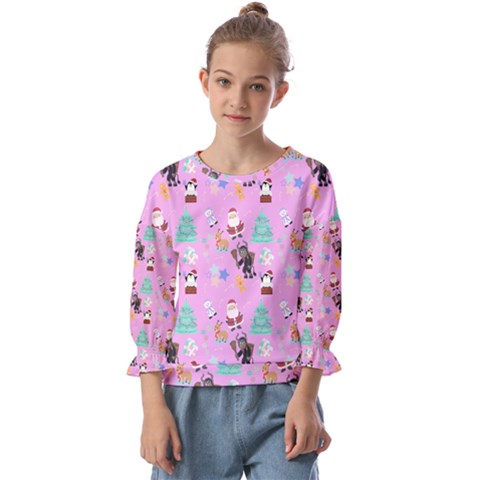 Pink Krampus Christmas Kids  Cuff Sleeve Top by NerdySparkleGoth