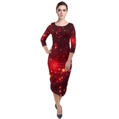 Firework-star-light-design Quarter Sleeve Midi Velour Bodycon Dress by Jancukart
