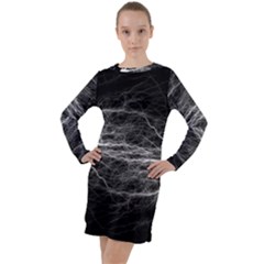Flash-electricity-energy-current Long Sleeve Hoodie Dress by Jancukart