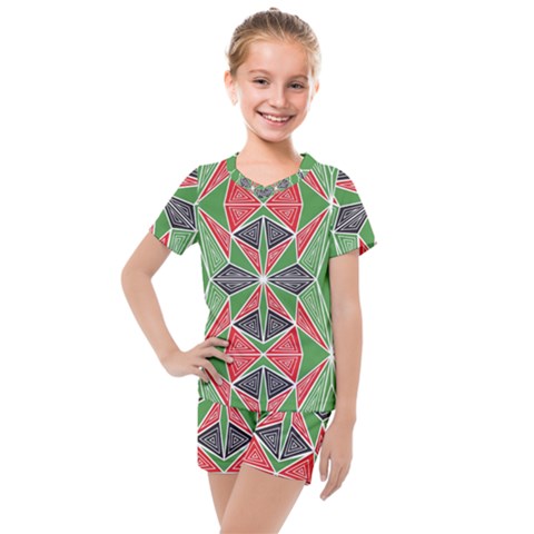 Abstract Pattern Geometric Backgrounds  Kids  Mesh Tee And Shorts Set by Eskimos