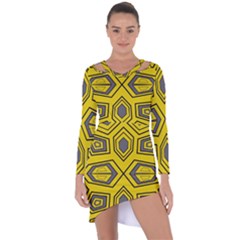 Abstract Pattern Geometric Backgrounds Asymmetric Cut-out Shift Dress by Eskimos