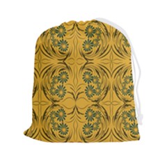 Folk Flowers Print Floral Pattern Ethnic Art Drawstring Pouch (2xl) by Eskimos