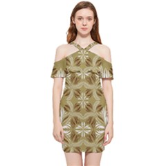 Folk Flowers Print Floral Pattern Ethnic Art Shoulder Frill Bodycon Summer Dress by Eskimos