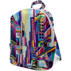 City-street-car-road-architecture Zip Up Backpack by Jancukart