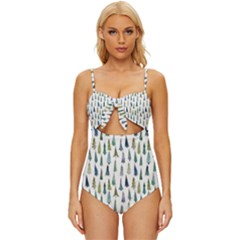 Christmas Tree Knot Front One-piece Swimsuit by nate14shop