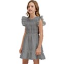 Small Soot Black and White Handpainted Houndstooth Check Watercolor Pattern Kids  Winged Sleeve Dress View2
