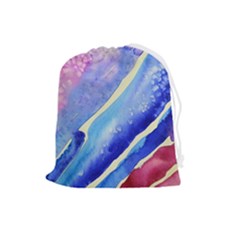 Painting-abstract-blue-pink-spots Drawstring Pouch (large) by Jancukart