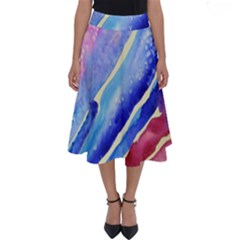Painting-abstract-blue-pink-spots Perfect Length Midi Skirt by Jancukart