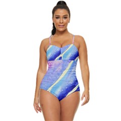 Painting-abstract-blue-pink-spots Retro Full Coverage Swimsuit by Jancukart