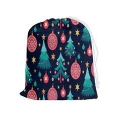 Hand-drawn-flat-christmas-pattern Drawstring Pouch (xl) by nate14shop