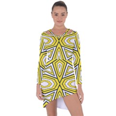 Abstract Pattern Geometric Backgrounds  Asymmetric Cut-out Shift Dress by Eskimos
