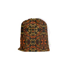 Folk Flowers Print Floral Pattern Ethnic Art Drawstring Pouch (small) by Eskimos