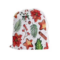 Pngtree-watercolor-christmas-pattern-background Drawstring Pouch (xl) by nate14shop
