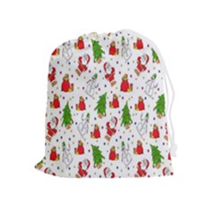 Hd-wallpaper-christmas-pattern-pattern-christmas-trees-santa-vector Drawstring Pouch (xl) by nate14shop