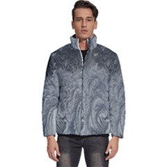 Ice Frost Crystals Men s Puffer Bubble Jacket Coat by artworkshop