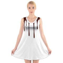 Illustration-chocolate-dropping-chocolate-background-vector V-neck Sleeveless Dress by nate14shop