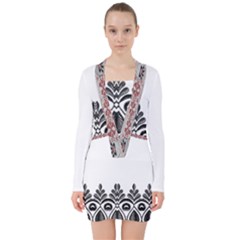 Im Fourth Dimension Black White 5 V-neck Bodycon Long Sleeve Dress by imanmulyana