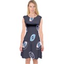 Eyes Evil Eye Blue Pattern Design Capsleeve Midi Dress View1