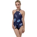 Eyes Evil Eye Blue Pattern Design Go with the Flow One Piece Swimsuit View1
