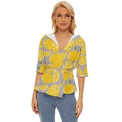 Lemon Pattern Lightweight Drawstring Hooded Top by artworkshop