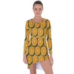 Oranges Slices  Pattern Asymmetric Cut-out Shift Dress by artworkshop