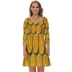 Oranges Slices  Pattern Shoulder Cut Out Zip Up Dress by artworkshop